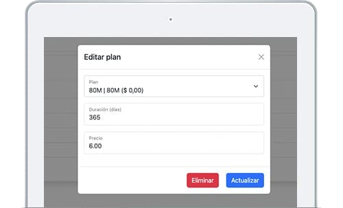 Self-management of services and payments from the application